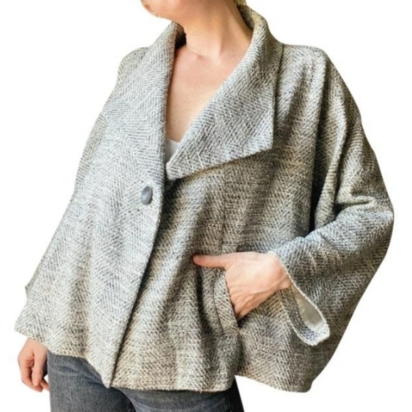 Eileen Fisher Cropped Tweed Kimono Style Swing Jacket Size PP - Picture 2 of 15